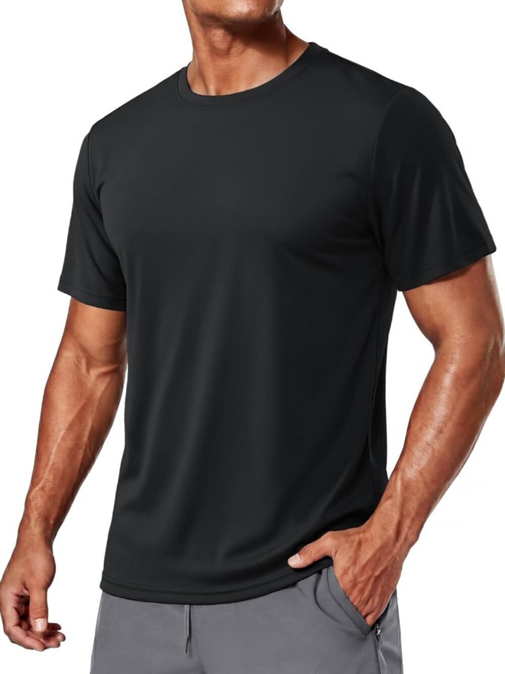 Men’s 01 Black Quick-Dry Workout T-Shirt – Athletic Running Sun Protection